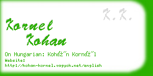 kornel kohan business card